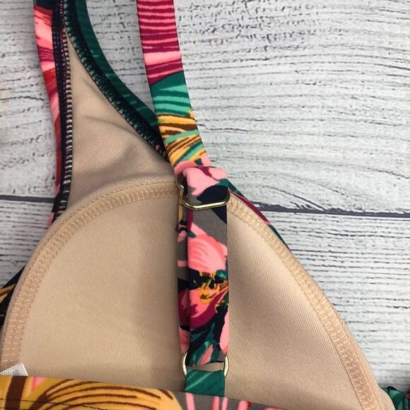 Kona Sol Floral Tie Front Bikini Top Size Size S NWT - Picture 7 of 10